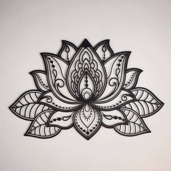 Wallity Lotus - APT524MS Escultura de Pared de Metal Negra